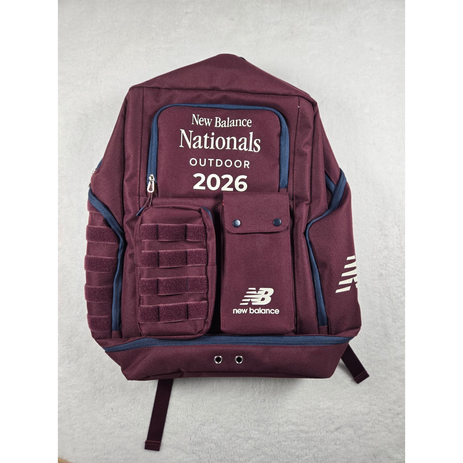 New Balance Nationals Outdoor 2026 Athlete Backpack Burgundy Navy Blue Bag New